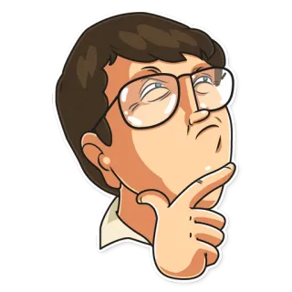 🤔 23f1dd39 思考, 卡通, 眼镜, 沉思, 怀疑, 智慧 telegram sticker