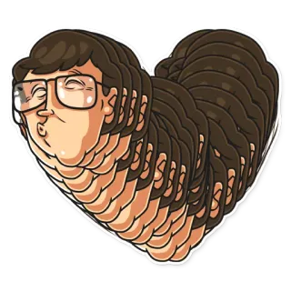😚 9fb9f3de 心, 眼镜, 亲吻, 卡通, 面部表情, 情感 telegram sticker