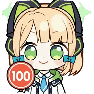 💯 759ab7e9 100 Anime, Mignon, Chibi, 100, Nombre telegram sticker