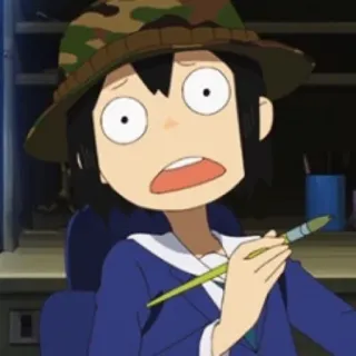 😦 cf5ee480 Anime, Kreskówka, Postać, Kapelusz, Zaskoczony, Osoba telegram sticker