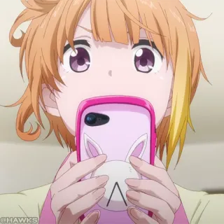 👻 2152ce4b @HAWKS anime, girl, phone, bunny, cartoon telegram sticker