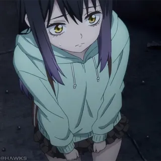 ☠️ 41f9063f anime, girl, hoodie, sad telegram sticker