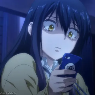 ☠️ 41fa23a2 anime, girl, shocked, phone, eye telegram sticker