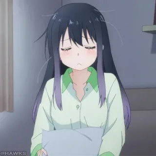 ☠️ 4fcc2c10 anime, girl, sad, sleepy, pajamas telegram sticker