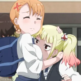 👻 68ebe8f4 anime, hug, friendship, cute, girls telegram sticker