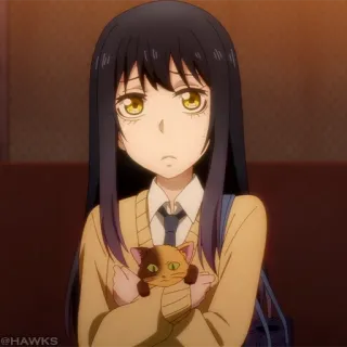 ☠️ c44bad24 anime, girl, school uniform, cat telegram sticker