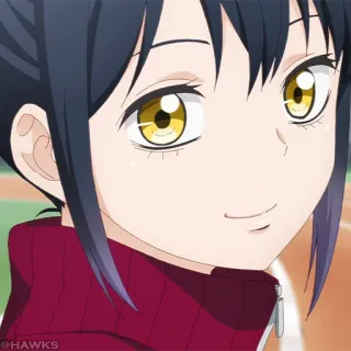 👻 eea4bc02 @HAWKS anime, cartoon, woman, smile telegram sticker