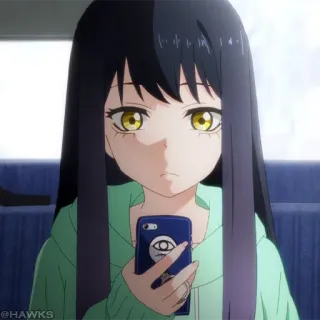 👻 fb540b1b anime, girl, yellow eyes, black hair, eye symbol telegram sticker