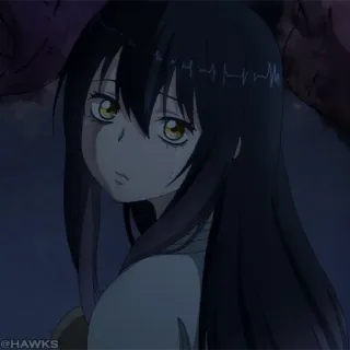 👻 84019fba @HAWKS anime, ragazza, capelli lunghi, personaggio telegram sticker