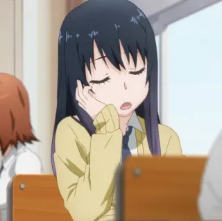 👻 a4d0686b anime, ragazza, dormire, studente, aula telegram sticker