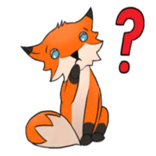 ❓ 0066cd7f lis, kreskówka, zwierzę, pytanie, słodki, pomarańczowy whatsapp sticker