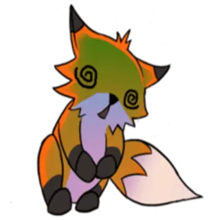 🤢 860fe498 lis, kreskówka, zwierzę, zahipnotyzowany, oszołomiony whatsapp sticker