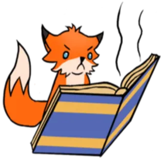 📚 ffd0325f lis, czytanie, książka, zwierzę, kreskówka whatsapp sticker