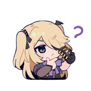 ❔ 237482eb Fischl Genshin Impact Fischl, Genshin Impact, animé, jeu vidéo, chibi, mignon, point d'interrogation telegram sticker