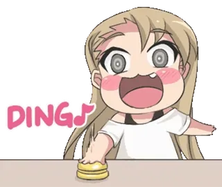🌟 6a2b6edb DING! Anime Mädchen, Klingeln, Glocke, süß, aufgeregt, Cartoon telegram sticker