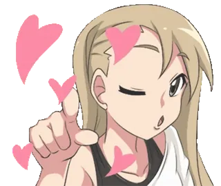 🌟 9f10b7e2 Anime Mädchen, Herzen, Zwinkern, Cartoon, Süß, Liebe telegram sticker