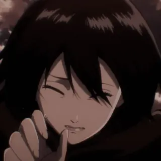 🧣 5277d8fc Mikasa Ackerman Attack on Titan Anime, Manga, Mädchen, Traurig, Attack on Titan, Mikasa, Ackerman telegram sticker