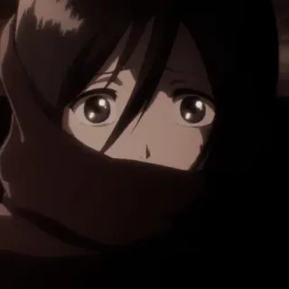 🧣 6866006f Mikasa Ackerman Attack on Titan Anime, Charakter, Frau, Schal, Dunkel, Attack on Titan, Mikasa, Mikasa Ackerman telegram sticker