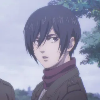 🔖 7d1e850d Mikasa Ackerman Attack on Titan アニメ, 進撃の巨人, ミカサ・アッカーマン, 兵士, 調査兵団, マンガ telegram sticker