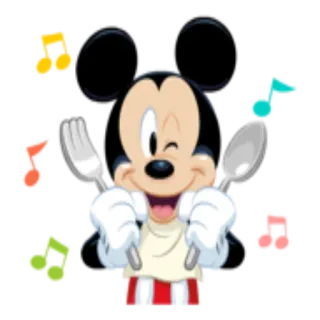 🍽 2d405547 Mickey Mouse Cartoon, animiert, Figur, Maus, Mickey, Disney, Gabel, Löffel, Koch whatsapp sticker