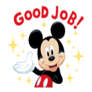 😊 6f26ad28 Mickey Mouse Good Job! Micky Maus, Disney, Gut Gemacht, Glückwunsch, Leistung, Feier, Cartoon whatsapp sticker