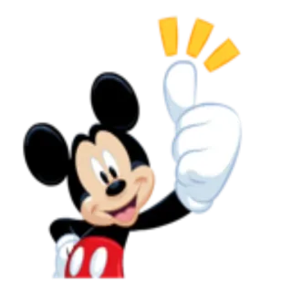 👍 ff0273bf Mickey Mouse Micky Maus, Cartoon, Disney, Daumen hoch, Positiv, Zustimmung whatsapp sticker
