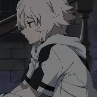 🧛 4864ed50 애니메이션, 소년, 흰 머리, 캐릭터, 후드티 telegram sticker