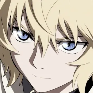 ⚓ 027c1b1c Mikaela Hyakuya Owari no Seraph Anime, Manga, Vampier, Blond, Blauwe ogen, Mika whatsapp sticker