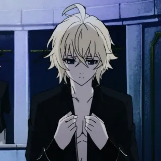 ⚓ 0e8b3085 Mikaela Hyakuya Owari no Seraph Anime, Personage, blond haar, Vampier, Mikaela, Owari no Seraph whatsapp sticker