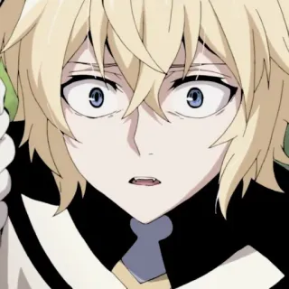 ⚓ 452d7a4a Mikaela Hyakuya Owari no Seraph Anime, Manga, Vampier, Blond, Bang, Geschrokken whatsapp sticker