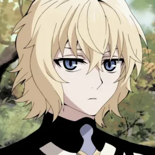 ⚓ ca456f42 Mikaela Hyakuya Owari no Seraph Anime, Vampier, Blond haar, Blauwe ogen, Mikaela, Owari no Seraph whatsapp sticker