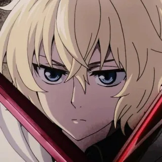 ⚓ d7361c7d Mikaela Hyakuya Owari no Seraph Anime, Manga, Vampier, Zwaard, Blond, Blauwe ogen whatsapp sticker