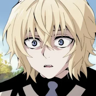 ⚓ eadf3b73 Mikaela Hyakuya Owari no Seraph Anime, Manga, Vampier, Blond, Blauwe ogen whatsapp sticker