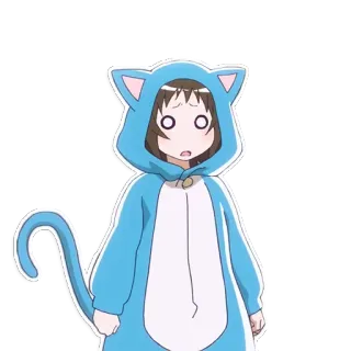 😲 5fc332c4 Anime, Garota, Fantasia de gato, Surpresa, Desenho animado, Azul, Kawaii, Mangá telegram sticker
