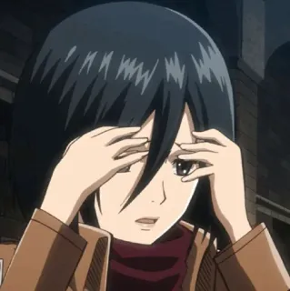 ❤️ 64896a25 Mikasa Ackerman Attack on Titan anime, manga, triste, personaggio, mikasa, attacco dei giganti telegram sticker