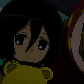 💡 93819052 Mikasa Ackerman Attack on Titan Anime, Mangá, Ataque dos Titãs, Mikasa Ackerman, Boneca, Triste, Chibi telegram sticker