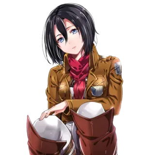 😶 0653f2e5 Mikasa Ackerman Attack on Titan Anime, Charakter, Mikasa, Ackerman, Attack on Titan, Militäruniform, Manga, Cartoon telegram sticker