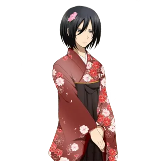 👘 127b07ac Anime, Charakter, Kimono, Frau, Porträt, Kunst telegram sticker