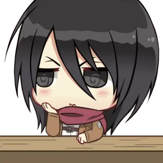 😕 249de356 Mikasa Ackerman Attack on Titan Anime, Chibi, Attack on Titan, Mikasa Ackerman telegram sticker