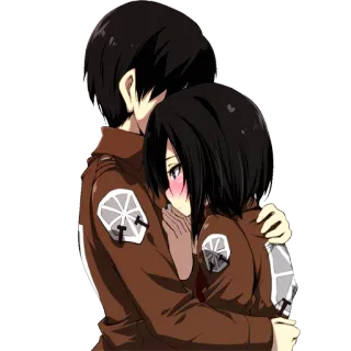 ❤ 540d2387 Mikasa Ackerman Attack on Titan Anime, Umarmung, Attack on Titan, Mikasa, Eren, Manga telegram sticker