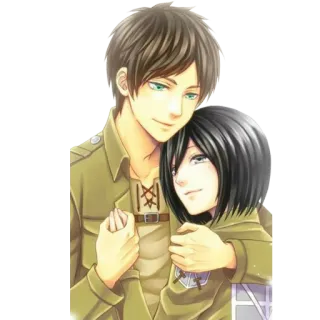 ❤ 5be00b7d Eren Yeager Attack on Titan eren, mikasa, attack on titan, anime, manga telegram sticker