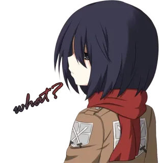 😒 8c30fac4 Mikasa Ackerman Attack on Titan what? Anime, Manga, Mädchen, Charakter, Attack on Titan, Mikasa Ackerman, Frage telegram sticker