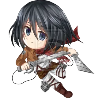 🗡 938f2fcc Mikasa Ackerman Attack on Titan Anime, Chibi, Attack on Titan, Mikasa Ackerman, Manga, Cartoon telegram sticker