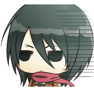 😑 be65e6f6 Mikasa Ackerman Attack on Titan Anime, Charakter, Ausdruck, Manga, Cartoon telegram sticker