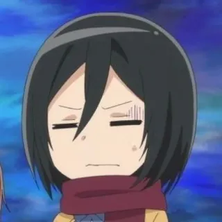 😐 ab955f2a Mikasa Ackerman Attack on Titan Anime, Mikasa Ackerman, Attack on Titan, Chibi, Cartoon telegram sticker