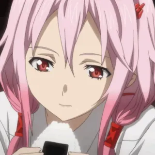 🌸 5c20c367 Inori Yuzuriha Guilty Crown อนิเมะ, ตัวละคร, ผมสีชมพู, โอนิกิริ, ผู้หญิง telegram sticker