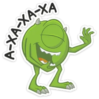 😂 00ffc965 Mike Wazowski Monsters, Inc. A-XA-XA cartoon, film, lachen, groen, monster, disney, pixar telegram sticker