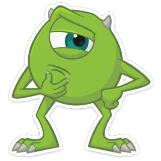 🤔 e21a0e59 Mike Wazowski Monsters, Inc. monster, groen, cartoon, één oog, Disney, Pixar telegram sticker