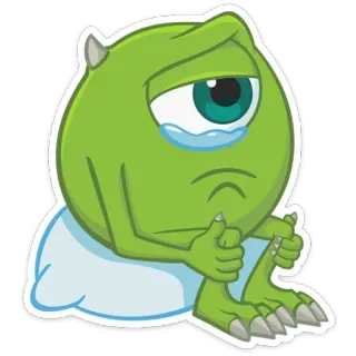 😢 e60bef1a Mike Wazowski Monsters, Inc. Mike Wazowski, huilen, verdrietig, monster, groen telegram sticker