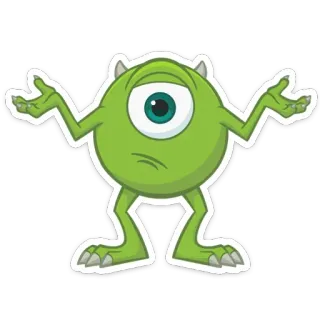🤷‍♂️ ffe4b089 Mike Wazowski Monsters, Inc. Mike Wazowski, Monsters, Inc., Schouderophalen, Cartoon, Groen, Disney, Pixar telegram sticker